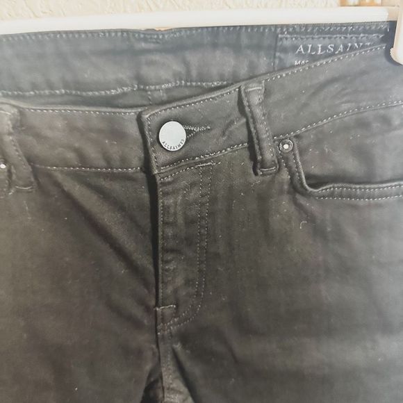 All Saints Mast Low Rise Black Denim Jeans Raw Hem Size 27 - Picture 3 of 9